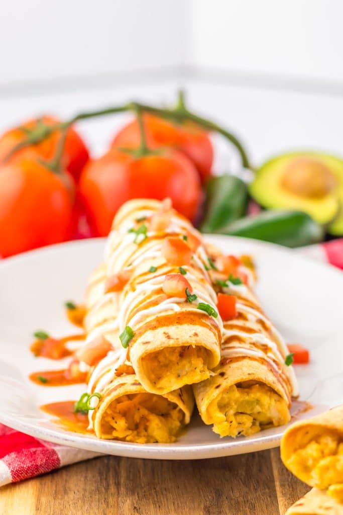 Baked Chicken Taquitos plated