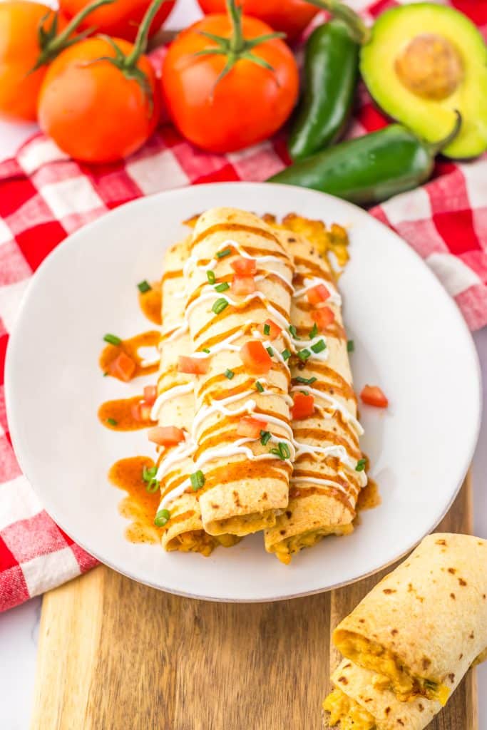 Baked Chicken Taquitos plated