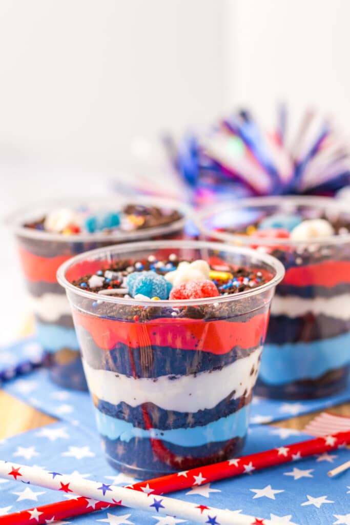 Red White Blue Dirt Cups finished