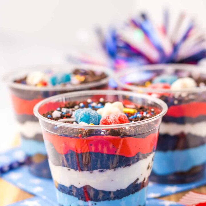 Red White Blue Dirt Cups finished