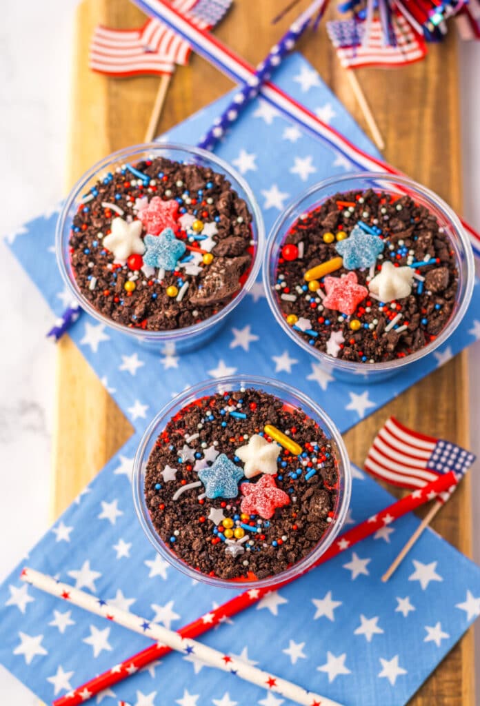 Red White Blue Dirt Cups overhead