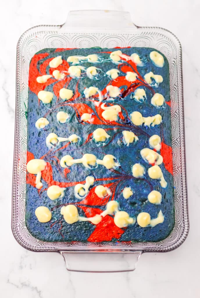 Red White Blue Poke Cake poked
