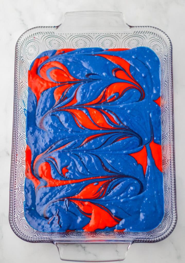 Red White Blue Poke Cake swirled
