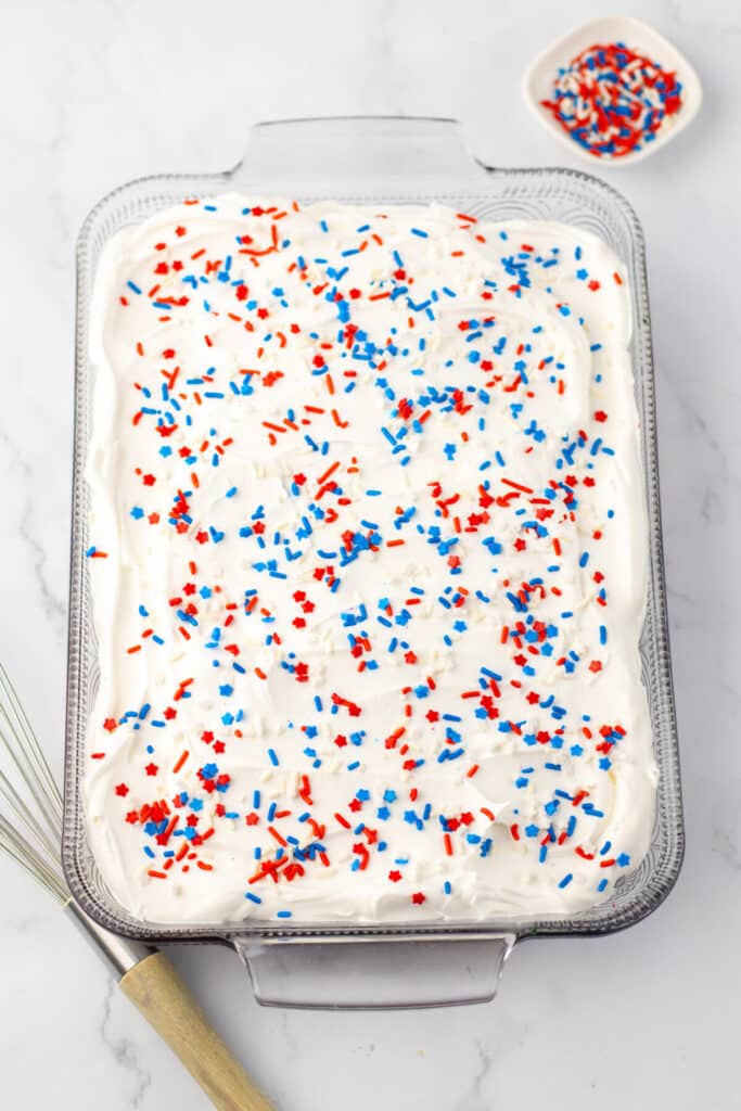 Red White Blue Poke Cake completed