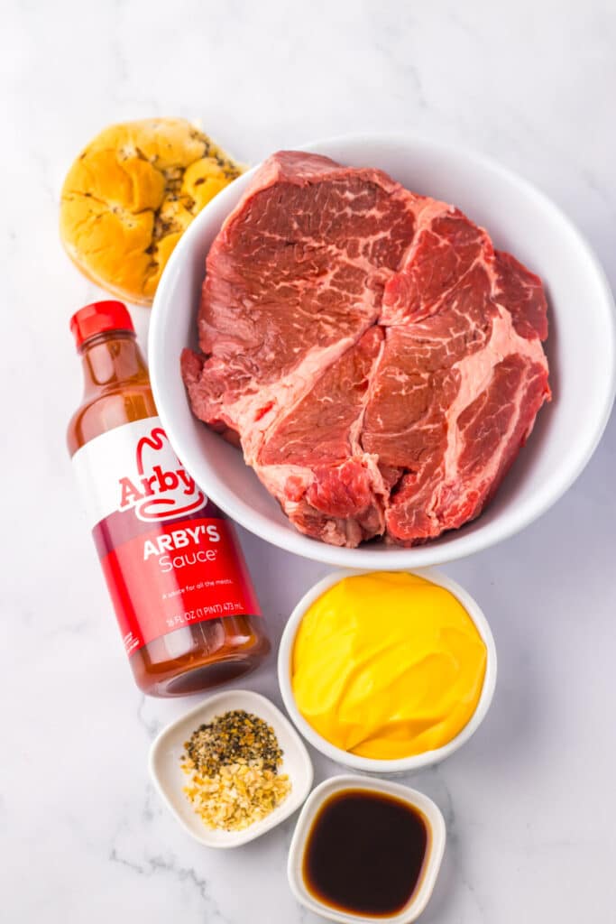 Slow Cooker Arbys Roast Beef and Cheddar Sandwiches ingredients