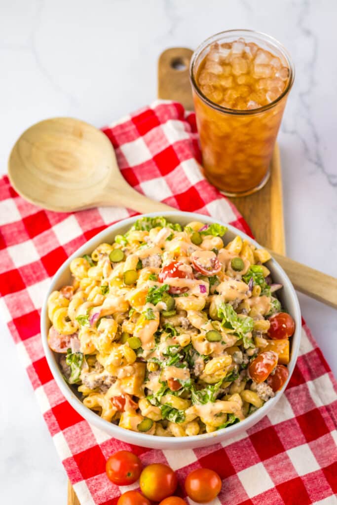 Big Mac Pasta Salad in bowl