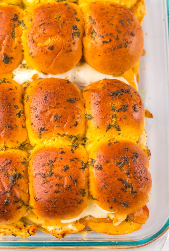 Chicken Bacon Ranch Sliders baked