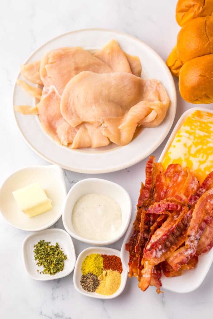 Chicken Bacon Ranch Sliders ingredients