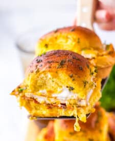 Chicken Bacon Ranch Sliders on spatula