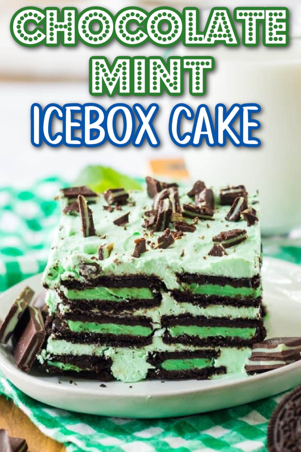 chocolate mint icebox cake graphic