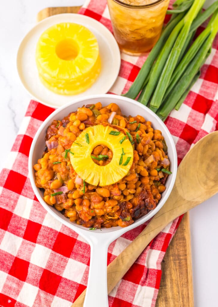 Hawaiian Baked Beans plated