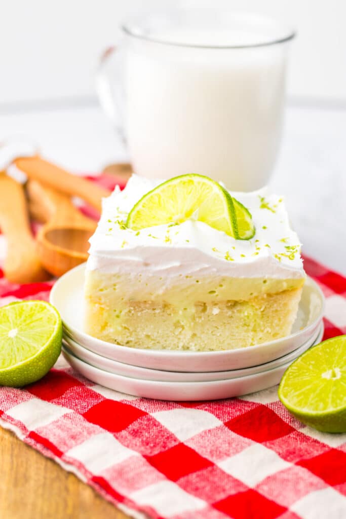 Key Lime Poke Cake plated