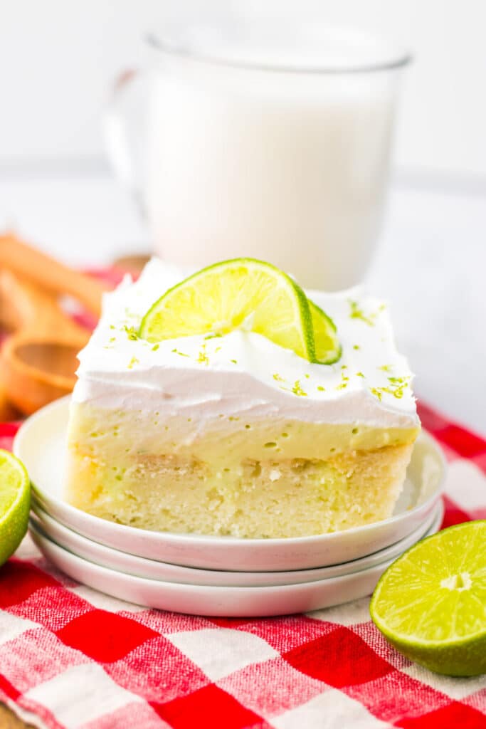 Key Lime Poke Cake plated