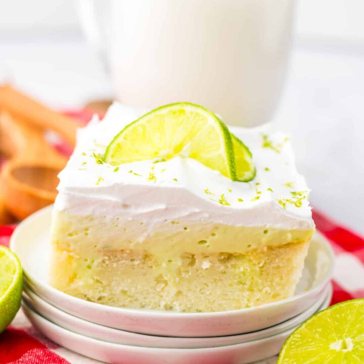 Key Lime Poke Cake plated
