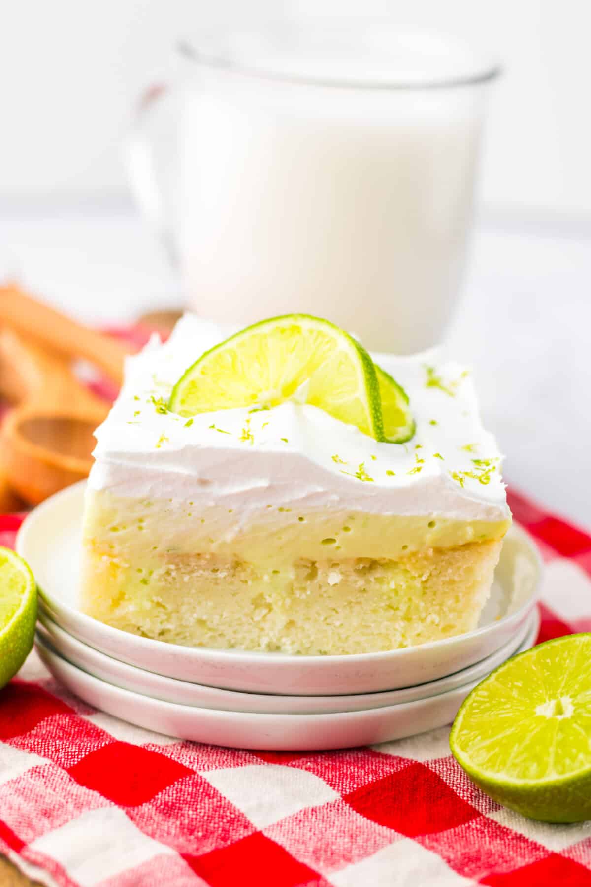 Key Lime Poke Cake plated