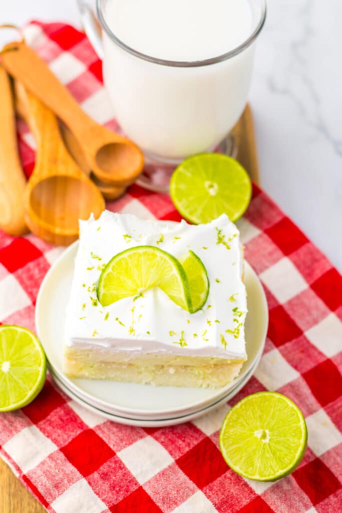 Key Lime Poke Cake plated