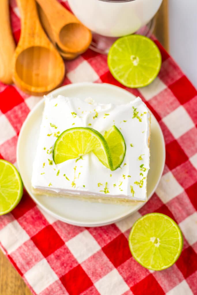 Key Lime Poke Cake plated