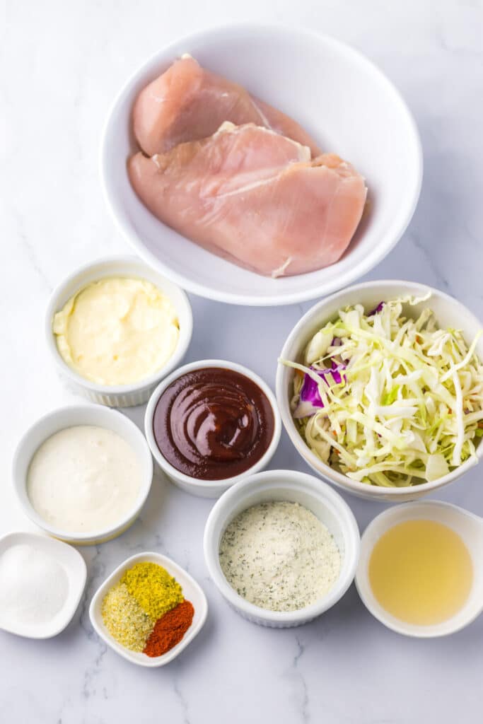 Slow Cooker BBQ Ranch Chicken Sandwiches ingredients