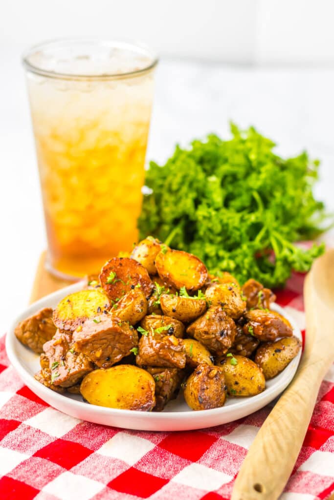 Honey Chipotle Steak and Potatoes plated