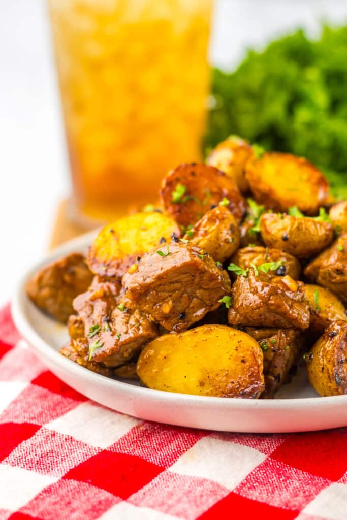 Honey Chipotle Steak and Potatoes plated