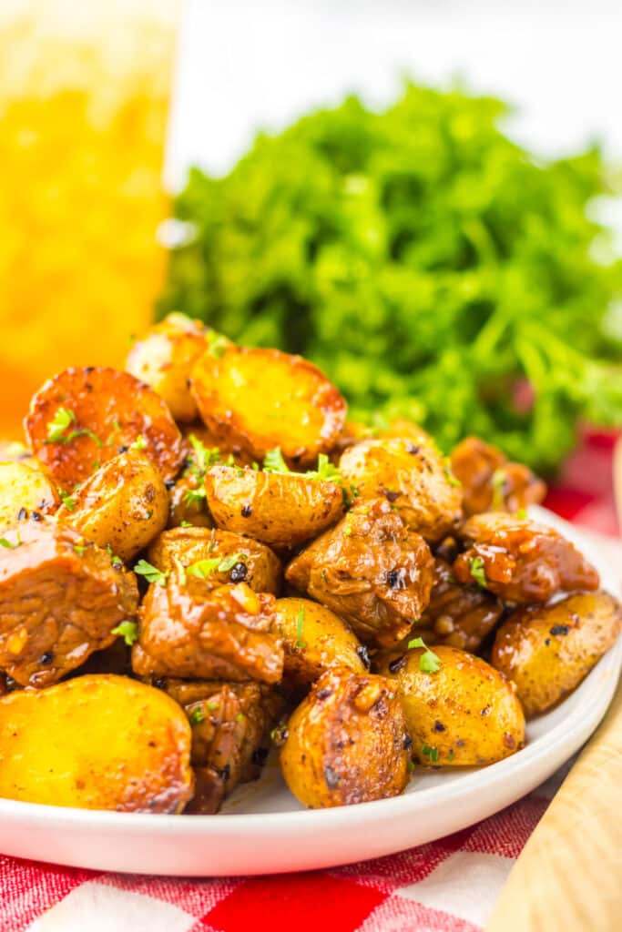 Honey Chipotle Steak and Potatoes plated