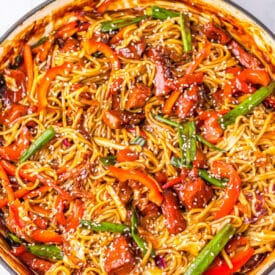 The Best Pork Lo Mein finished in pan
