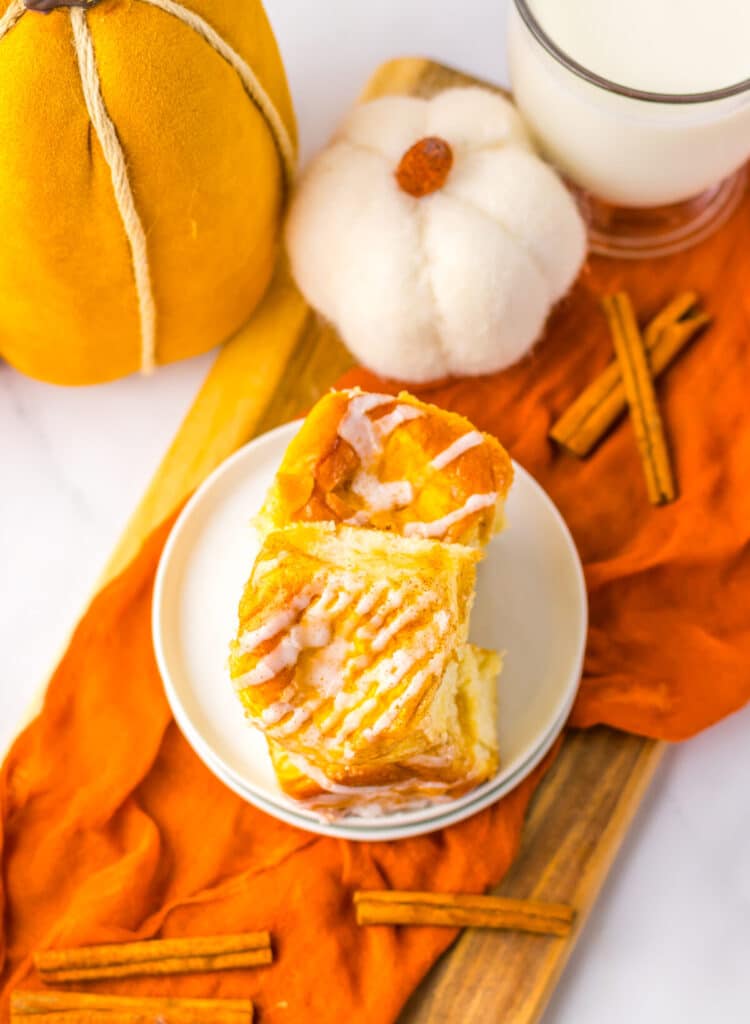 Pumpkin Danish Hawaiian Rolls plated