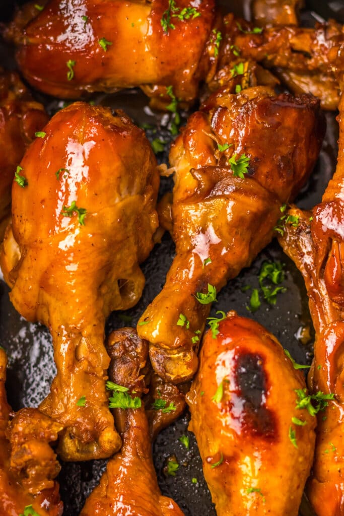 Slow Cooker Dr Pepper BBQ Drumsticks in slow cooker