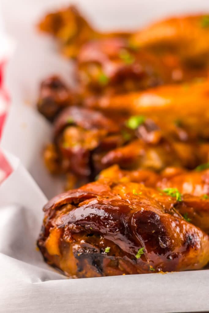 Slow Cooker Dr Pepper BBQ Drumsticks plated