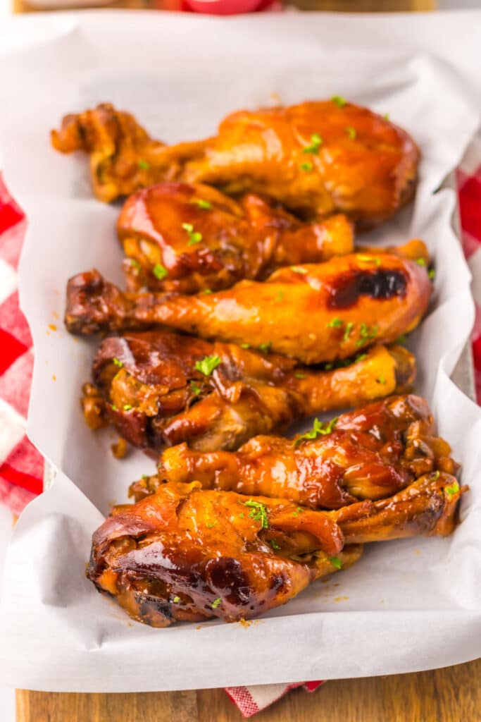 Slow Cooker Dr Pepper BBQ Drumsticks plated