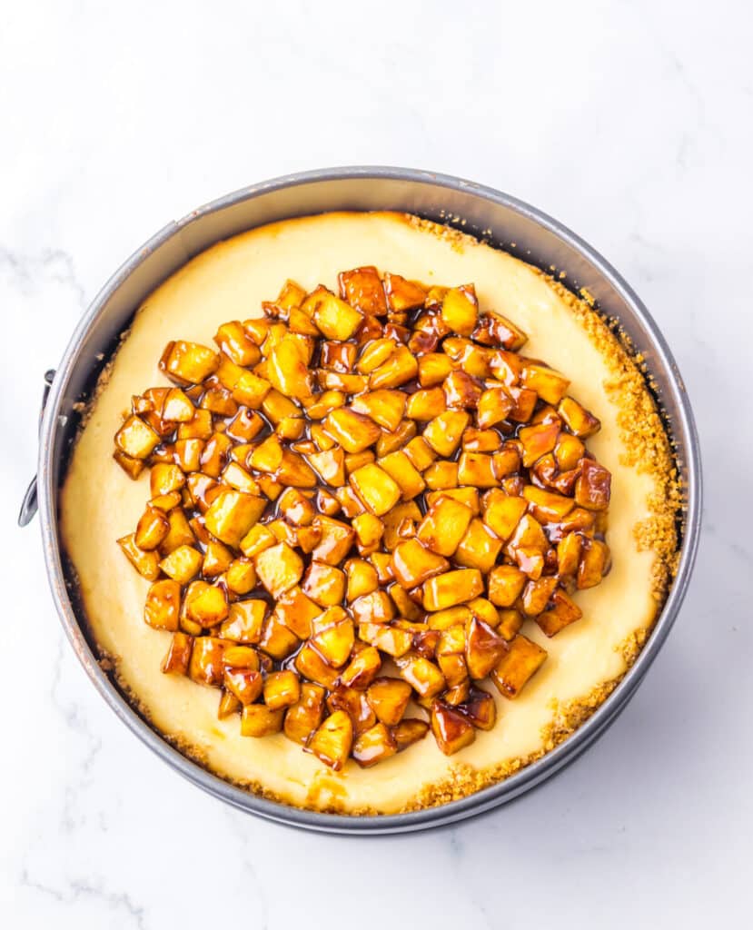 Caramel Apple Cheesecake topped