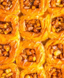 Caramel Apple Hawaiian Rolls in pan