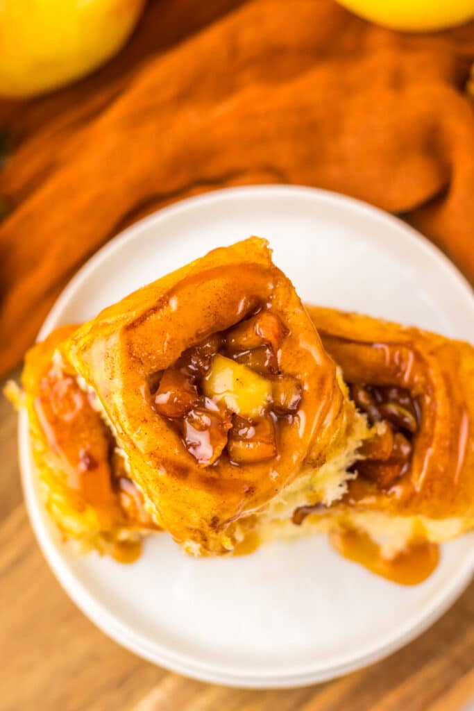 Caramel Apple Hawaiian Rolls plated