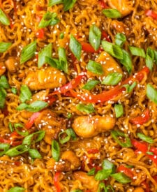 Honey Garlic Chicken Ramen in pan