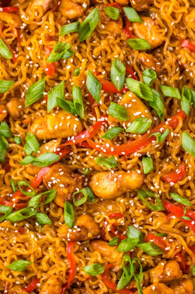 Honey Garlic Chicken Ramen in pan