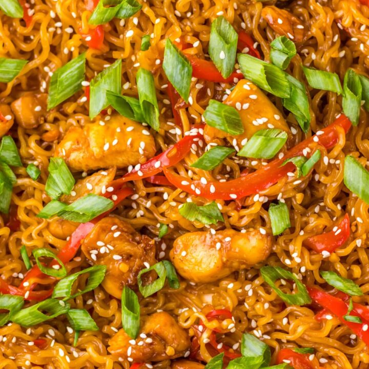 Honey Garlic Chicken Ramen in pan
