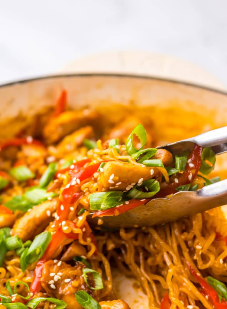 Honey Garlic Chicken Ramen in pan