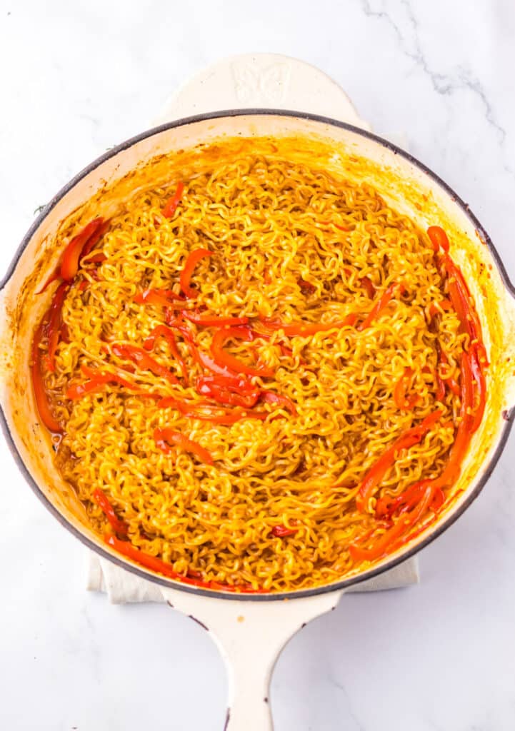 Honey Garlic Chicken Ramen in pan