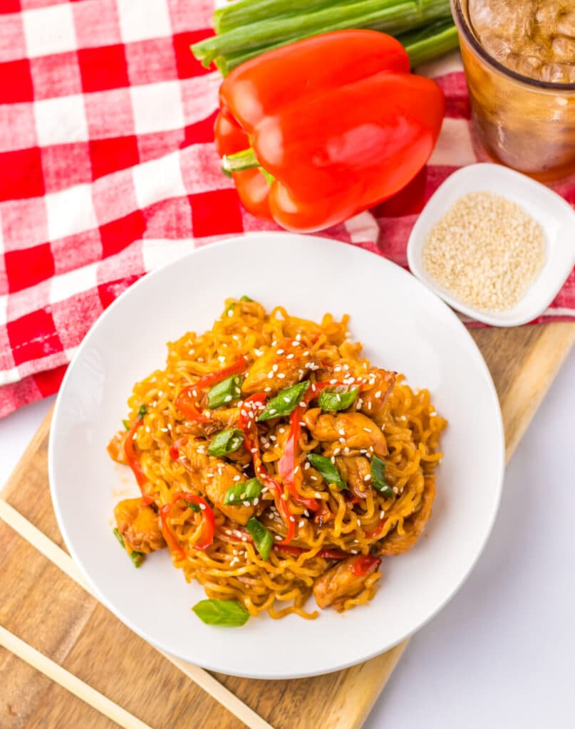 Honey Garlic Chicken Ramen plated