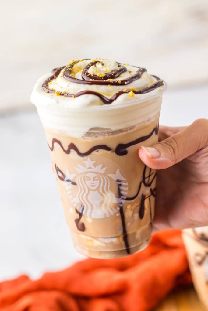 Starbucks S'mores Frappuccino in hand