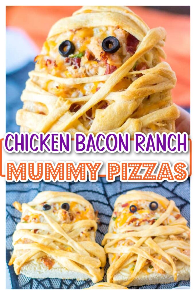 Chicken Bacon Ranch Mummy Pizzas pin