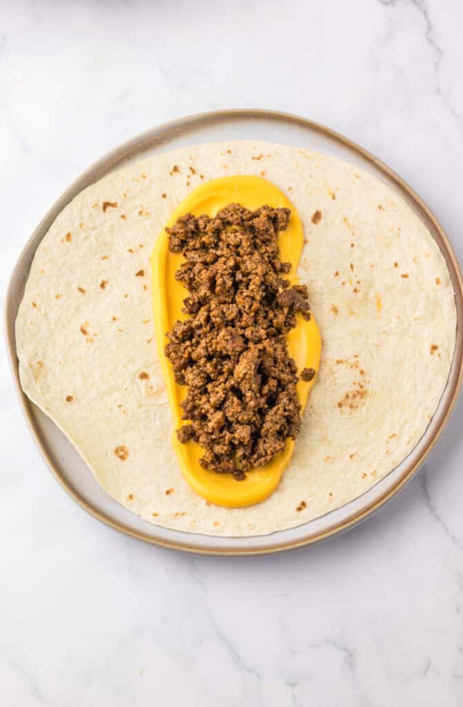 Copycat Taco Bell Grilled Cheese Burritos layers