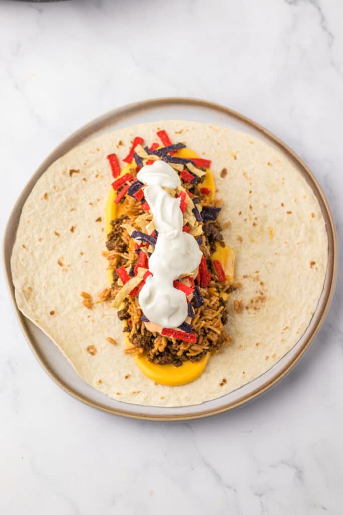 Copycat Taco Bell Grilled Cheese Burritos layers