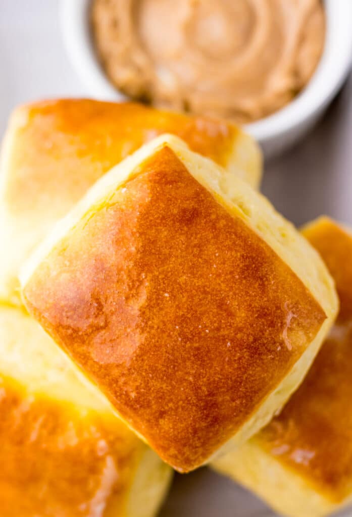 Copycat Texas Roadhouse Rolls closeup