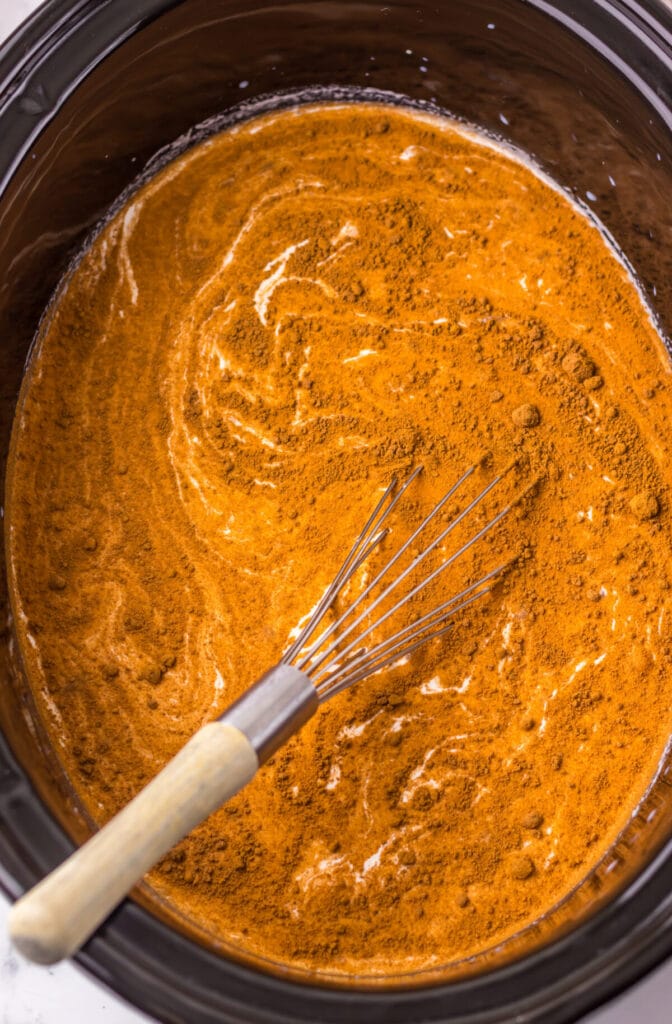 Slow Cooker Pumpkin Spice Hot Chocolate in slow cooker