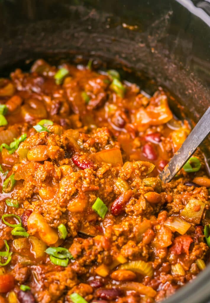 Slow Cooker Wendys Chili in slow cooker