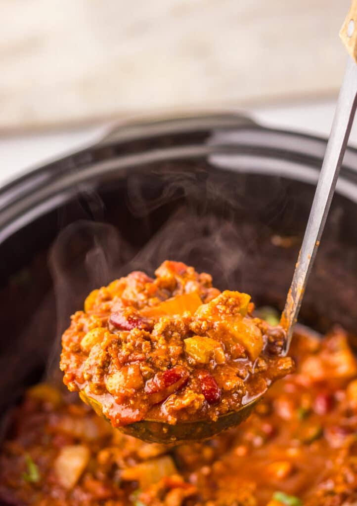 Slow Cooker Wendys Chili in slow cooker