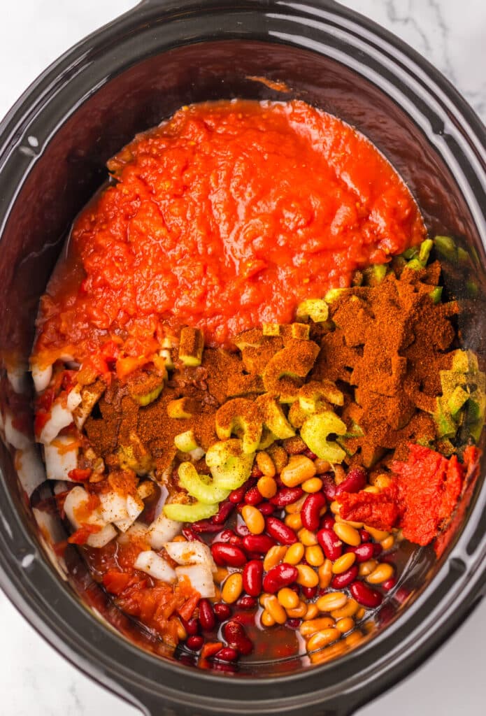 Slow Cooker Wendys Chili in slow cooker