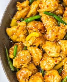Copycat Panda Express Honey Sesame Chicken in pan