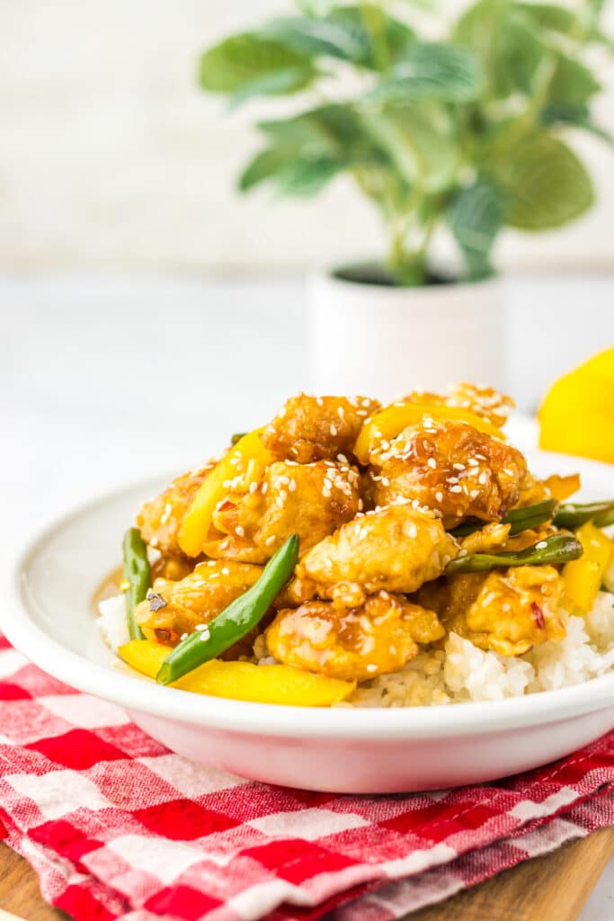 Copycat Panda Express Honey Sesame Chicken plated